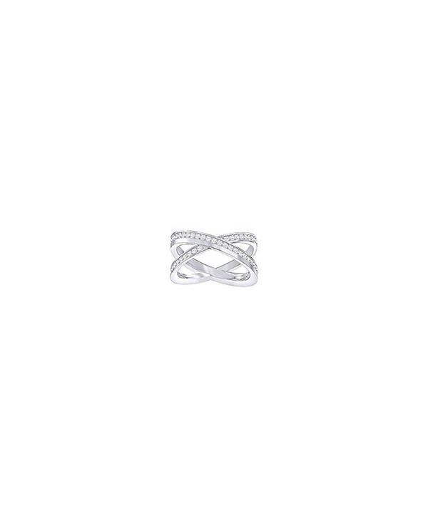 ANELLO DELTA CROSS, BIANCO, PLACCATURA RODIO 5370994