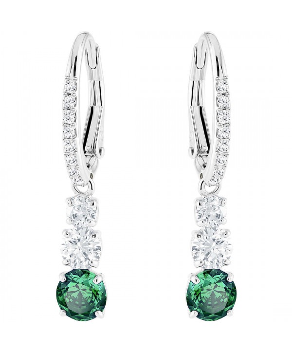 ORECCHINI SWAROVSKI ATTRACT TRILOGY ROUND, VERDE, PLACCATURA RODIO 5414682