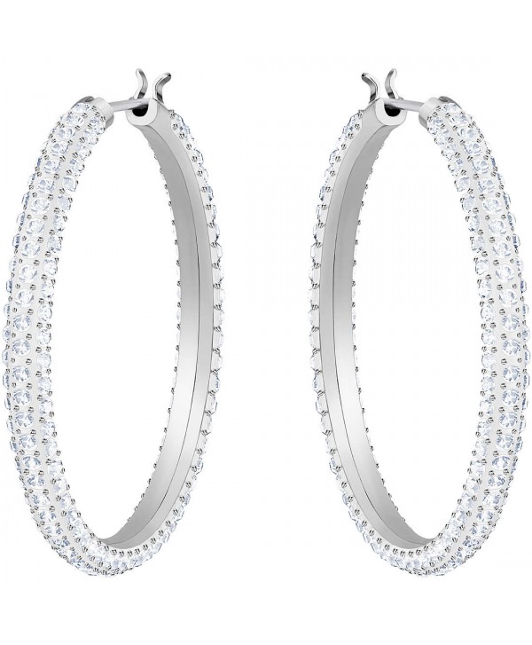 ORECCHINI DONNA SWAROVSKI A CERCHIO STONE, BIANCO, PLACCATURA RODIO 5389432