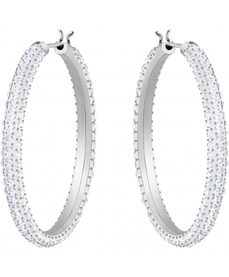 ORECCHINI DONNA SWAROVSKI A CERCHIO STONE, BIANCO, PLACCATURA RODIO 5389432
