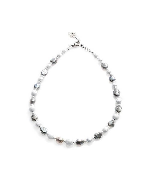 Collana girocollo anticamurrina modello essence g perle pastello e perle di fiume con metallo galvanizzato acciaio inox