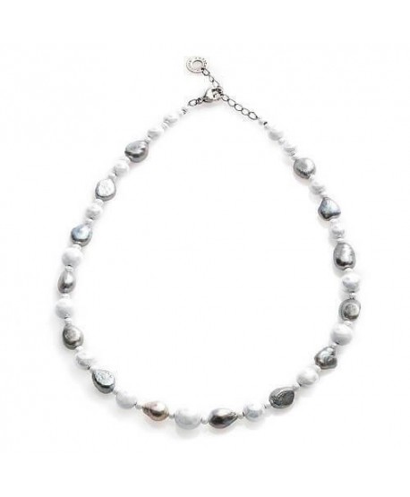 Collana girocollo anticamurrina modello essence g perle pastello e perle di fiume con metallo galvanizzato acciaio inox
