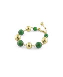 Bracciale Unoaerre Bronze sfere bronzo dorato e agata verde 1588