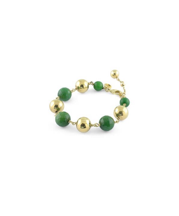 Bracciale Unoaerre Bronze sfere bronzo dorato e agata verde 1588