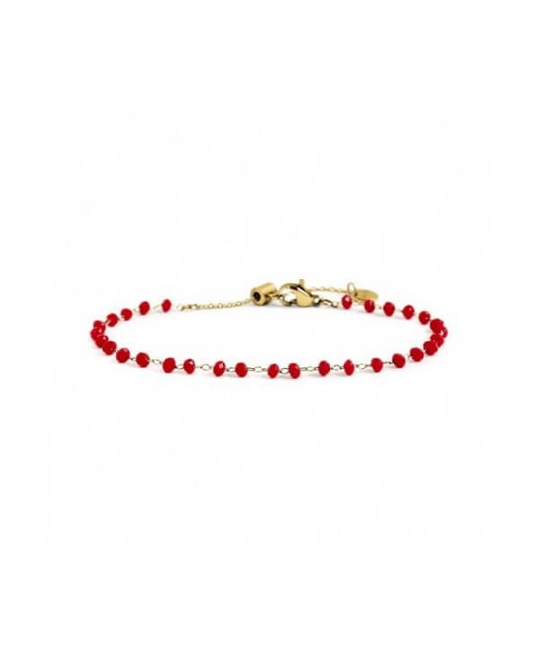 Bracciale Marlù Basi acciaio dorato e cristalli rossi 2BR0057G-R