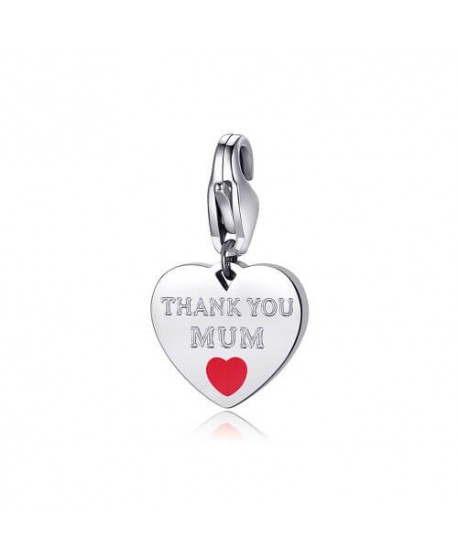 Ciondolo S’Agapõ Happy Cuore acciaio argentato Thank you Mum SHA346