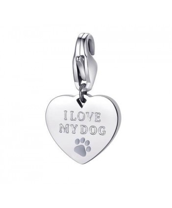 Ciondolo S’Agapõ Happy Cuore I love my Dog in acciaio argentato SHA338