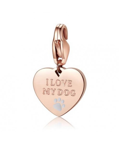 Ciondolo S’Agapõ Happy Cuore I love my Dog in acciaio rosato SHA339