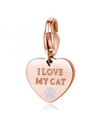 Ciondolo S’Agapõ Happy I love my Cat cuore in acciaio rosato SHA341