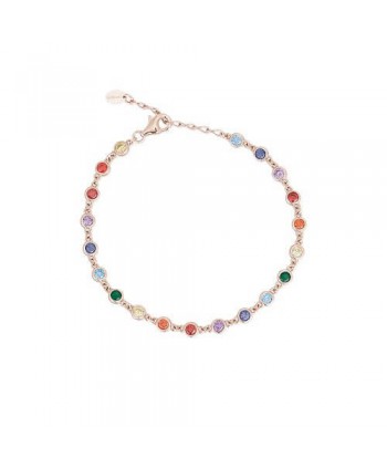 Bracciale Mabina Arcobaleno argento rosato e zirconi colorati tondi 533331