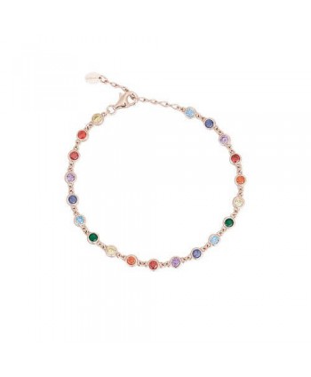 Bracciale Mabina Arcobaleno argento rosato e zirconi colorati tondi 533331