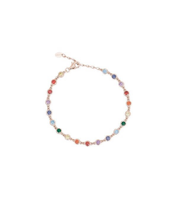 Bracciale Mabina Arcobaleno argento rosato e zirconi colorati tondi 533331