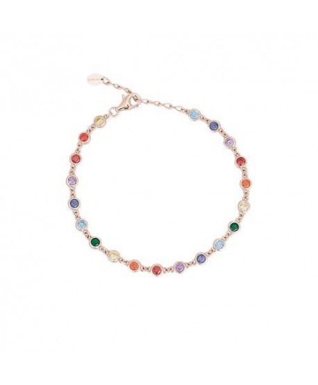 Bracciale Mabina Arcobaleno argento rosato e zirconi colorati tondi 533331