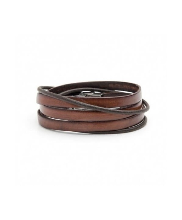 Bracciale Marlù Man Trendy 3 giri in cuoio marrone 4BR1806M