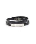 Bracciale Marlù Man Trendy 2 giri in cuoio nero 4BR1808N