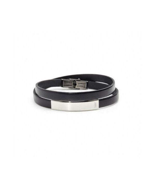 Bracciale Marlù Man Trendy 2 giri in cuoio nero 4BR1808N