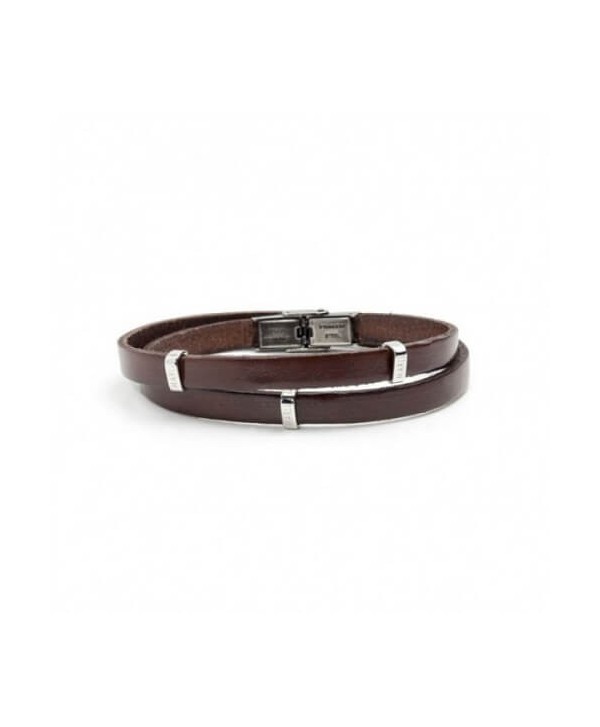 Bracciale Marlù Man Trendy cuoio marrone e acciaio  4BR1807M