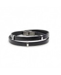 Bracciale Marlù Man Trendy cuoio nero e acciaio  4BR1807N