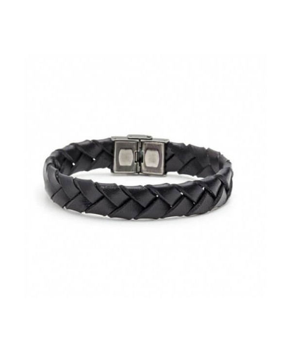 Bracciale Marlù Man Trendy cuoio intrecciato nero 4BR1805N