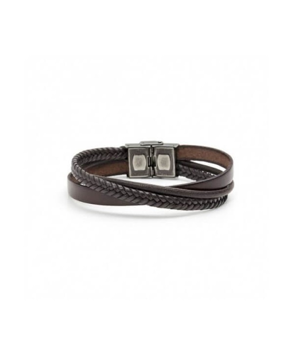 Bracciale Marlù Man Trendy cuoio, cotone e treccia marrone 4BR1799M 