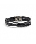 Bracciale Marlù Man Trendy cuoio, cotone e treccia nero 4BR1799N