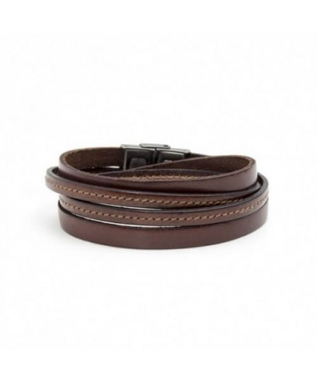 Bracciali Marlù Man Trendy 2 giri cuoio marrone 4BR1798M