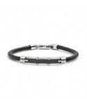 Bracciale Marlù Man Class con targa in acciaio e smalto nero 4BR1810NN