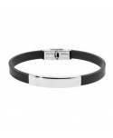 Bracciale Marlù Man Class caucciù nero e placca in acciaio da incidere 4BR1169