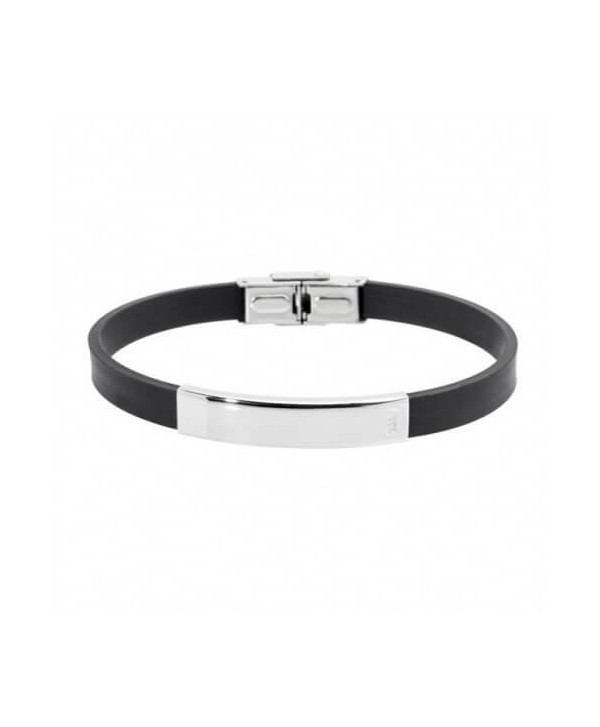 Bracciale Marlù Man Class caucciù nero e placca in acciaio da incidere 4BR1169