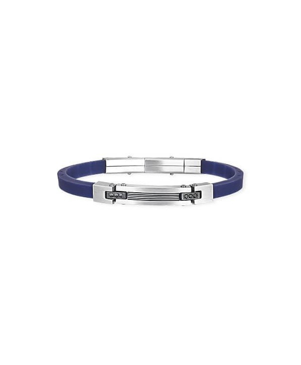 Bracciale 2Jewels Rubber blu con zirconi 232094