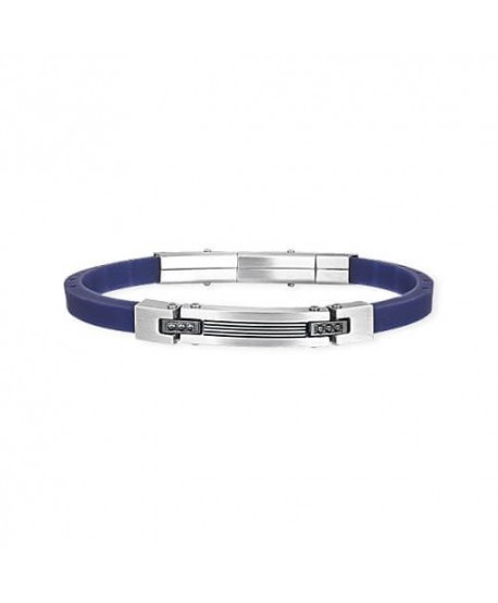 Bracciale 2Jewels Rubber blu con zirconi 232094