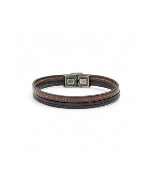 Bracciale Marlù Man Trendy  cuoio nero e marrone 4BR1800NM