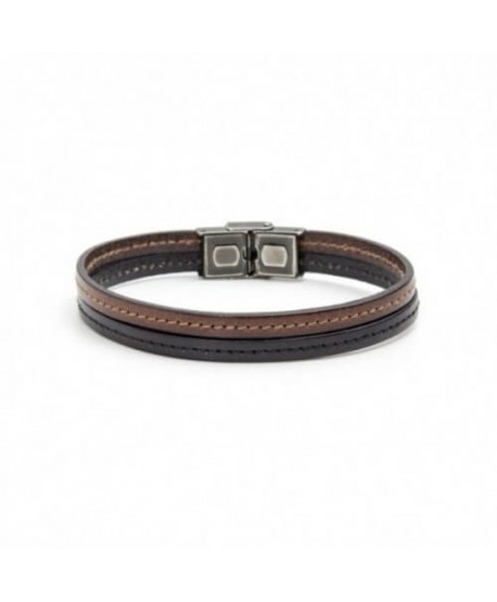 Bracciale Marlù Man Trendy  cuoio nero e marrone 4BR1800NM