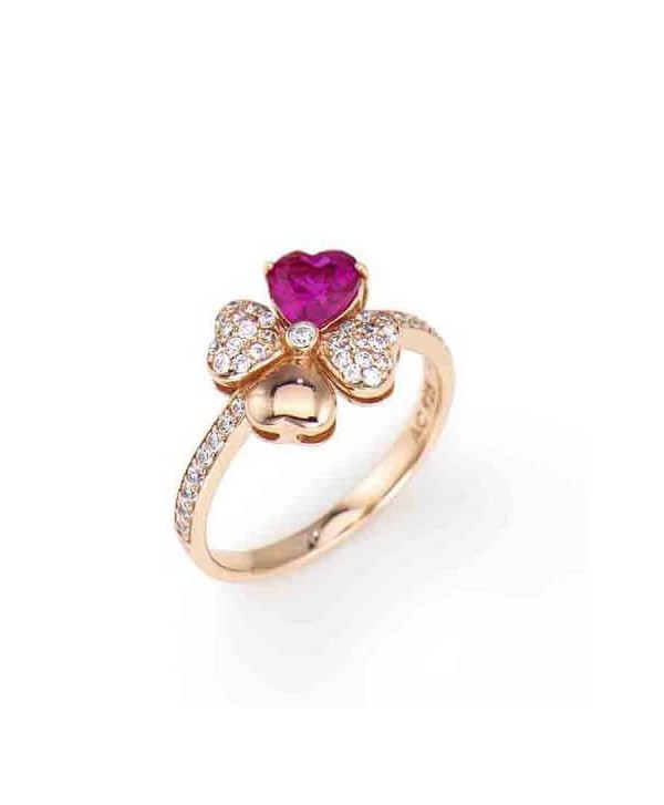 Anello Amen Quadricuore oro rosa