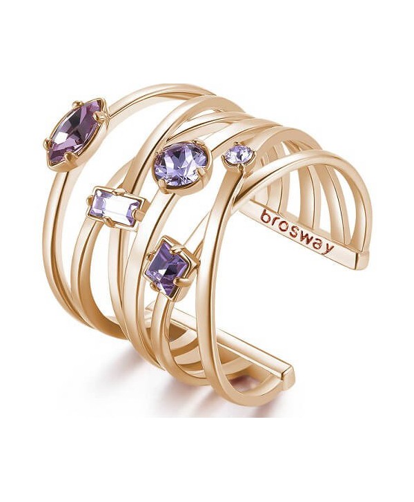 Anello fascia larga Brosway Affinity oro rosa e viola BFF126