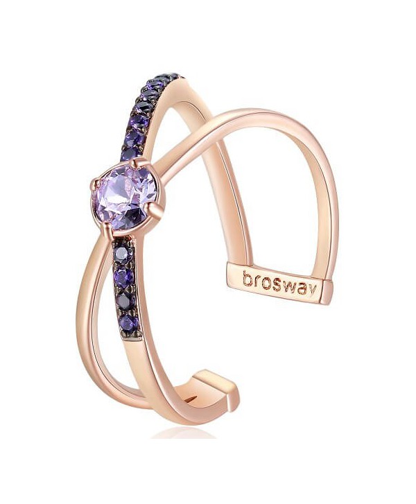 Anello Brosway Affinity solitario oro rosa e viola BFF129