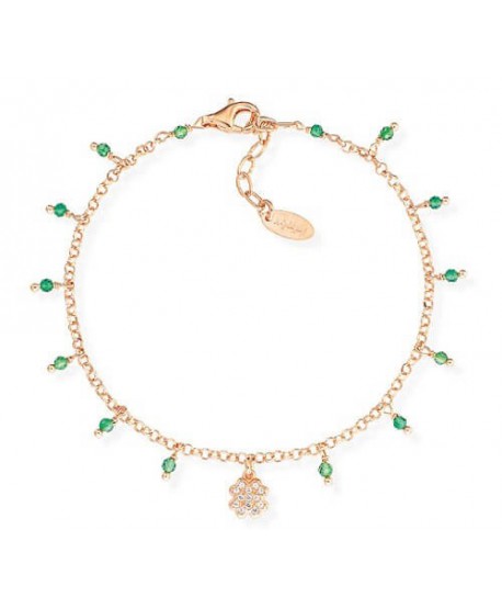 Bracciale Amen Quadrifoglio e pepite verdi BRQRVZ