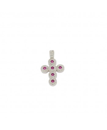 Ciondolo Faga Collection Croce fucsia